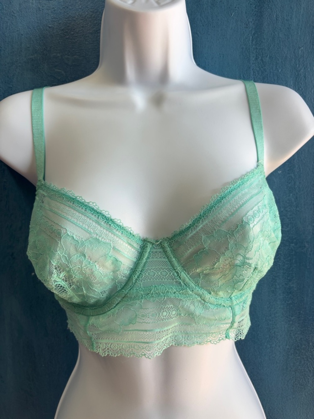 Mint Lace Longline Bra - Unbranded